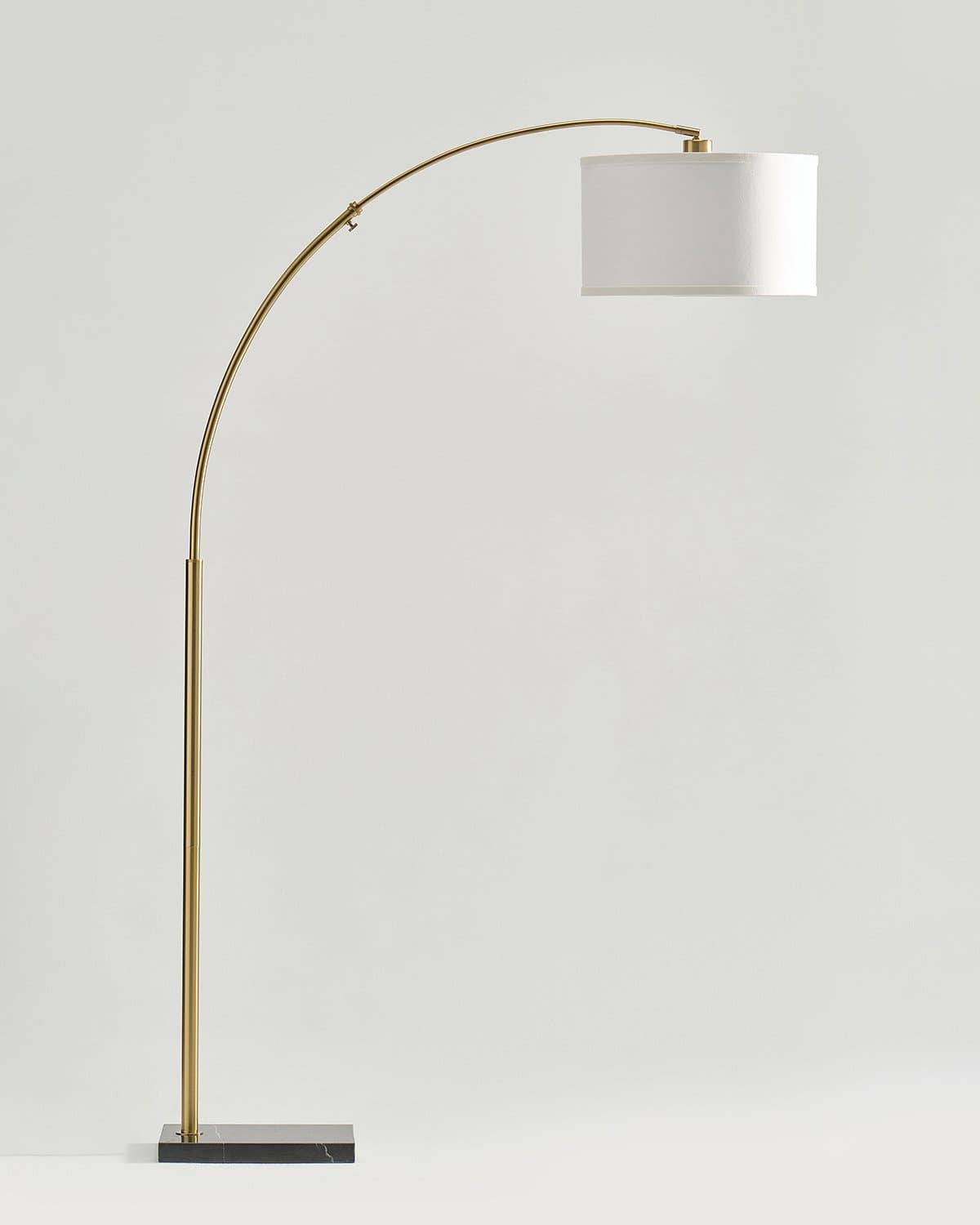 Logan Arc Black Floor Lamp | Neutral Linen Shade | Brightech
