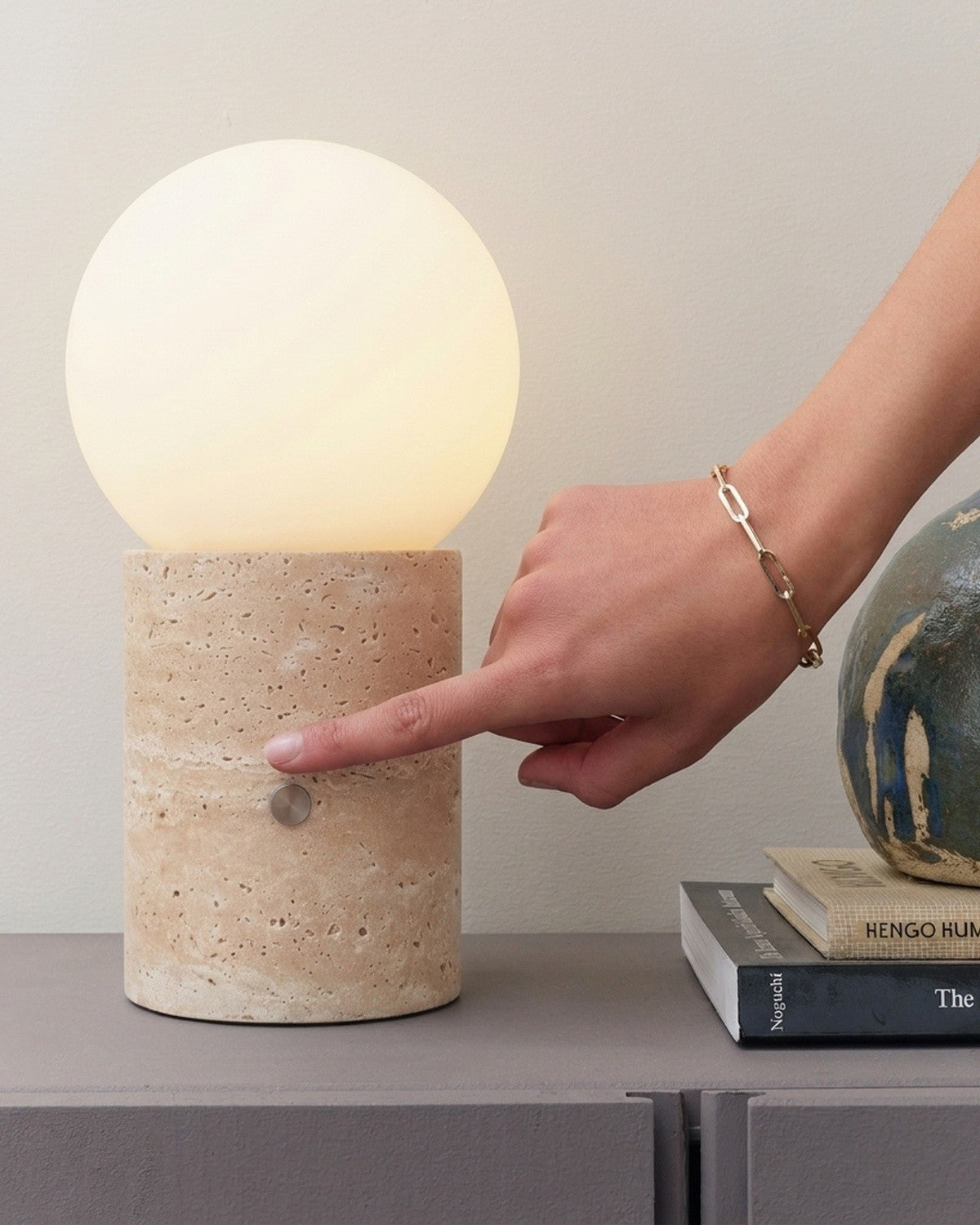 Brightech Kai Table Lamp in Travertine
