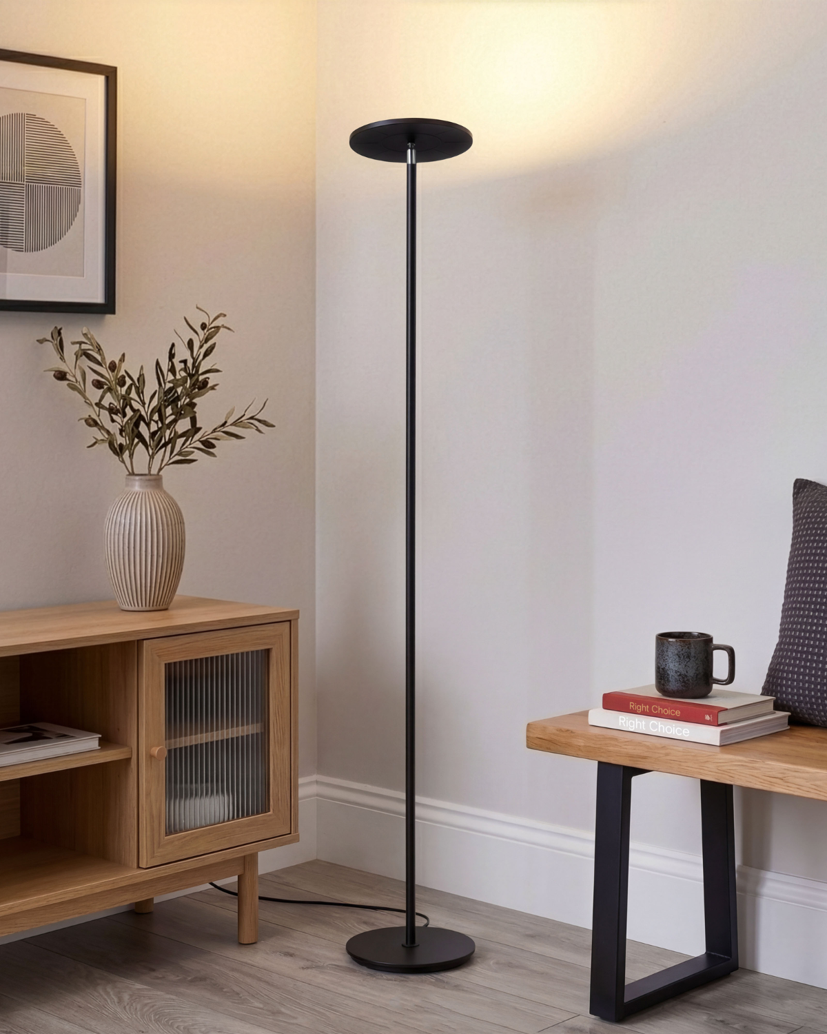 Sky Silver Torchiere Floor Lamp | Adjustable Head | Brightech Sky Silver Torchiere Floor Lamp | Adjustable Head | Brightech