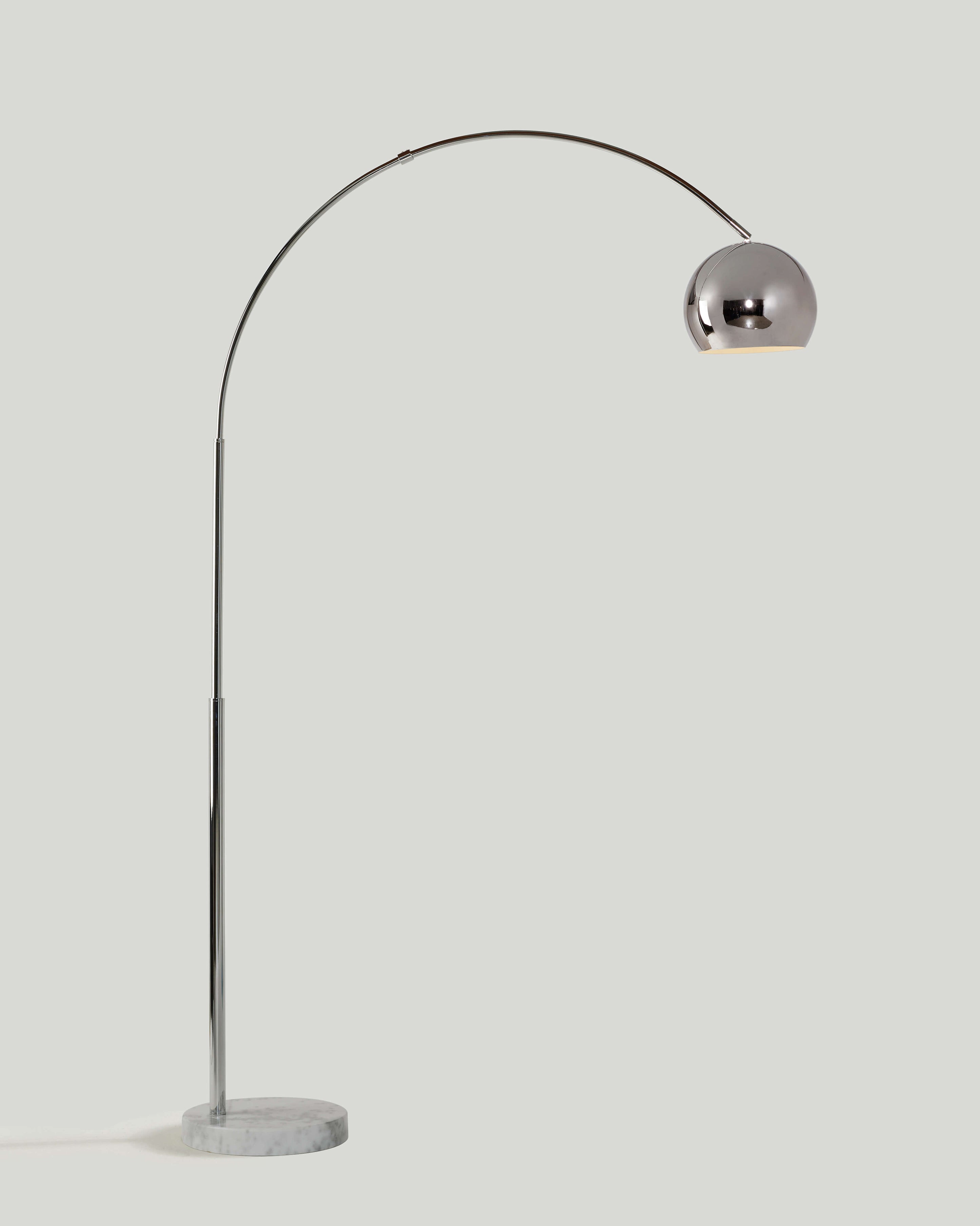 Olivia Arc Chrome Floor Lamp | Sturdy Marble Base | Brightech