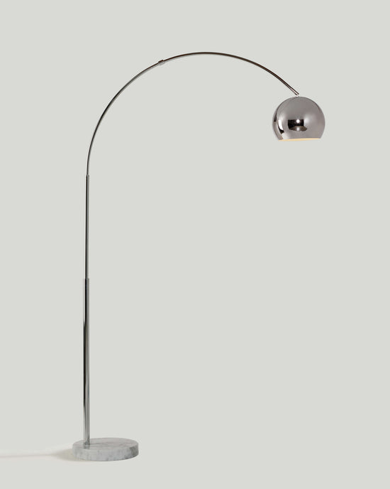 Olivia Arc Chrome Floor Lamp | Sturdy Marble Base | Brightech