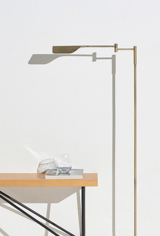 Gold Floor Lamp with a Bench