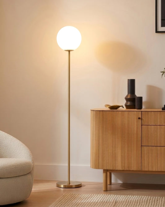 Luna LED Floor Lamp, Antique Brass