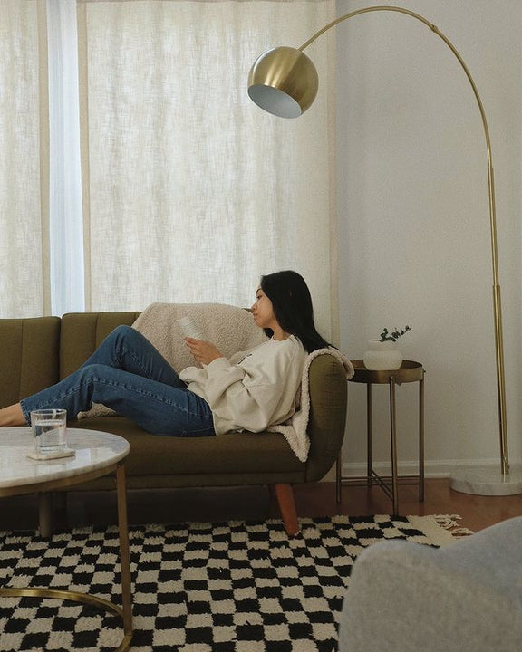 Olivia Arc Chrome Floor Lamp | Sturdy Marble Base | Brightech