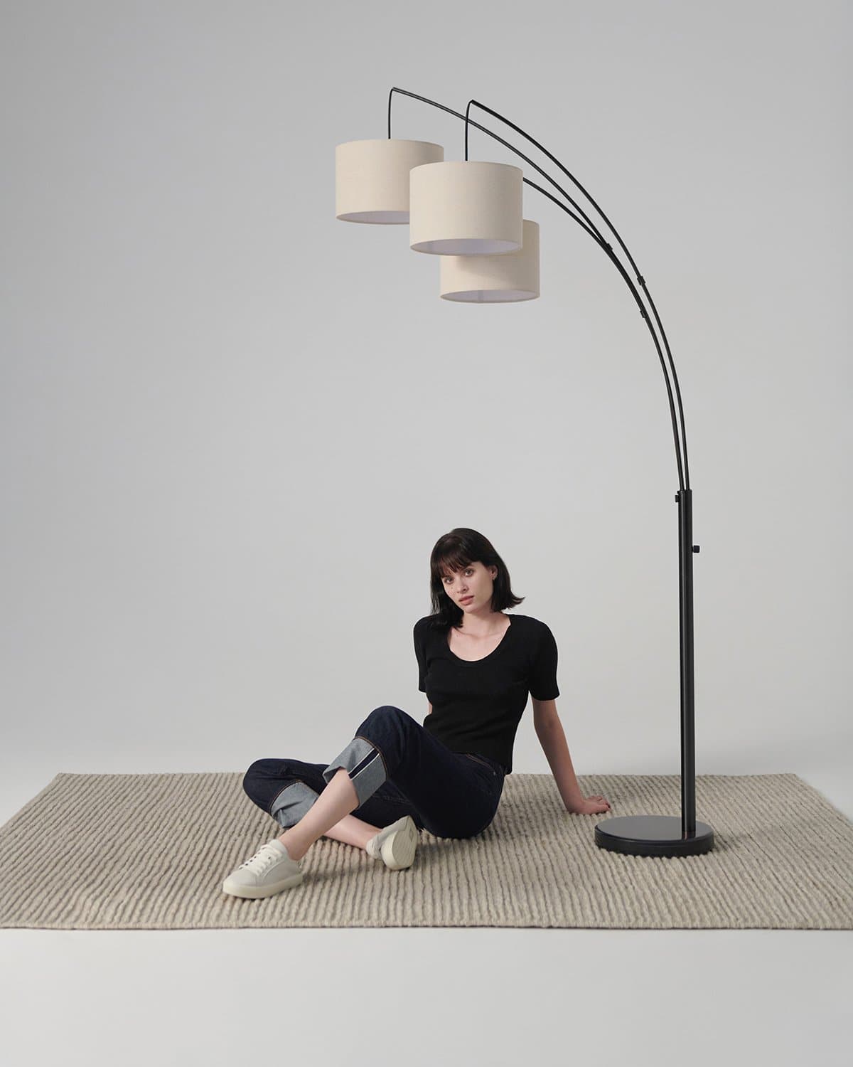 Trilage Black Arc Floor Lamp | Multi Head Lamp | Brightech