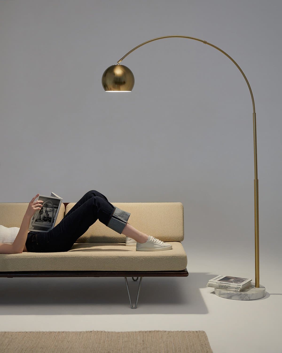 Olivia Arc Chrome Floor Lamp | Sturdy Marble Base | Brightech