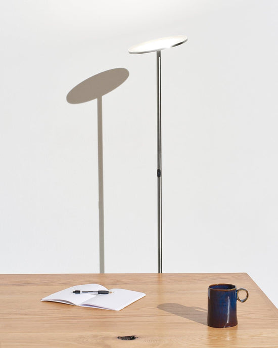 Sky Silver Torchiere Floor Lamp | Adjustable Head | Brightech