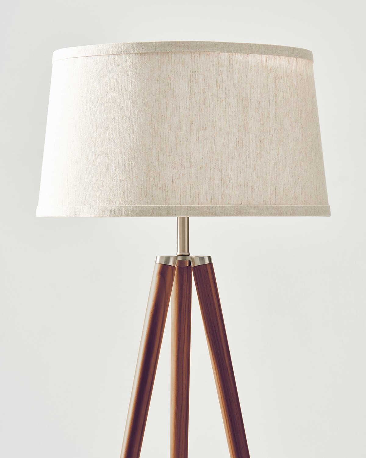 Emma Tripod Walnut Wood Floor Lamp | Cotton Drum Shade | Brightech
