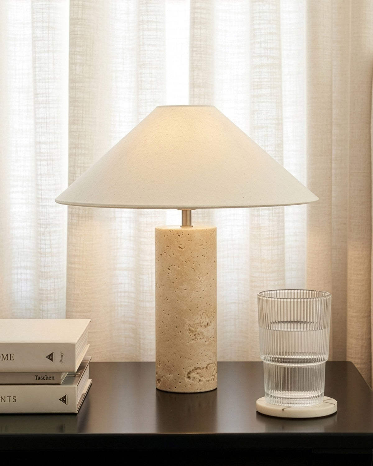 Brightech Runo Table Lamp in Travertine