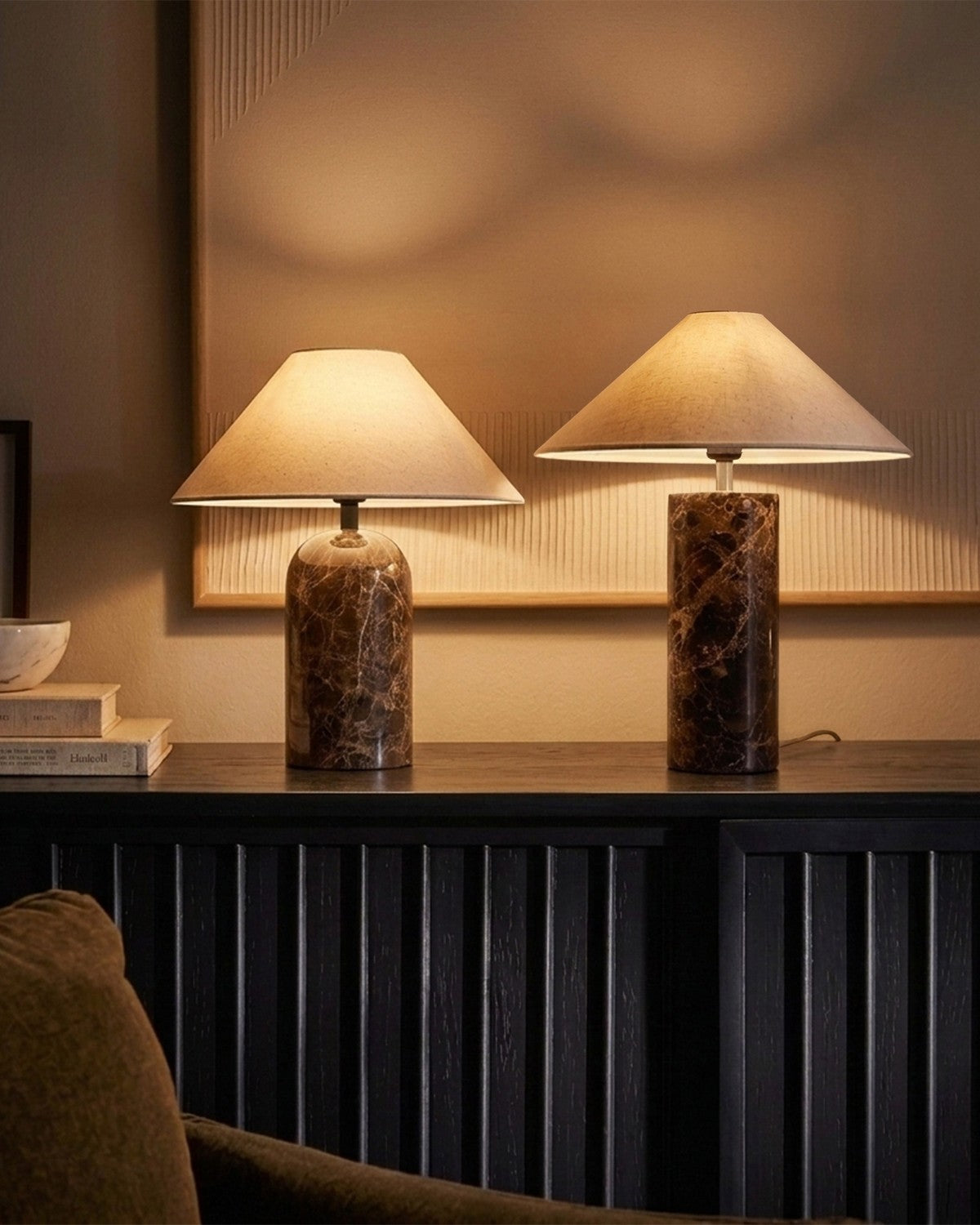 Brightech Sansa Table Lamp in Brown Marble